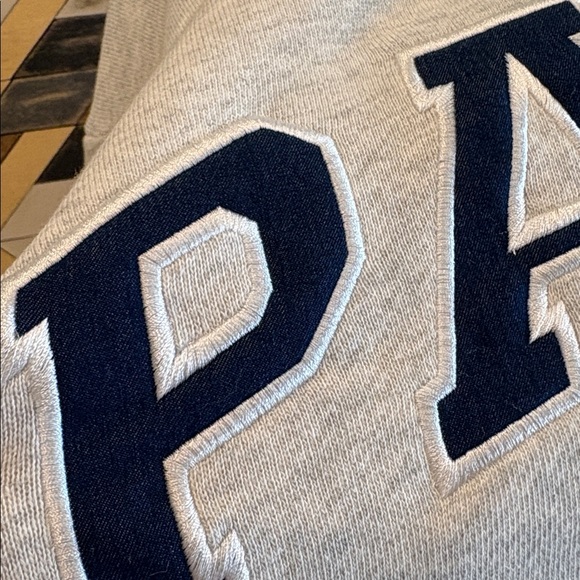 PARKE Heritage Back to School Varsity Mockneck Heather Grey and Denim size S/M - Picture 3 of 10